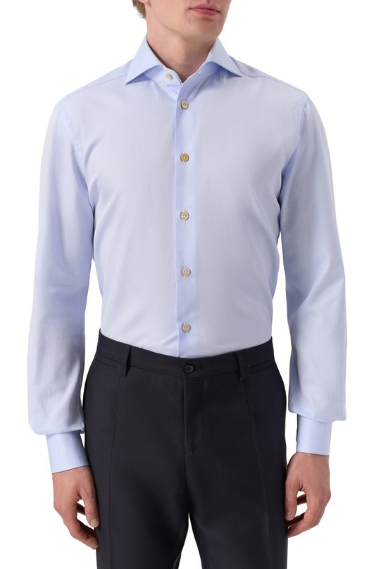 Хлопковая сорочка Kiton UCCH0948802 Голубой  UCCH0948802 Фото 3
