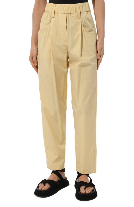 Хлопковые брюки Brunello Cucinelli M0H93B1021 Жёлтый  M0H93B1021 Фото 3