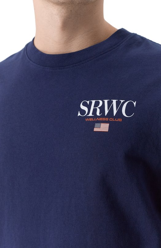 Хлопковая футболка Sporty and Rich T004363177BL106 Синий  T004363177BL106 Фото 5