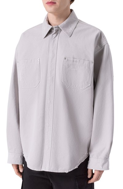 Хлопковая куртка-рубашка BALENCIAGA серого цвета по цене 226500 руб., арт. 839085/TRP15, фото 3 Хлопковая куртка-рубашка BALENCIAGA, арт. 839085/TRP15, фото 3