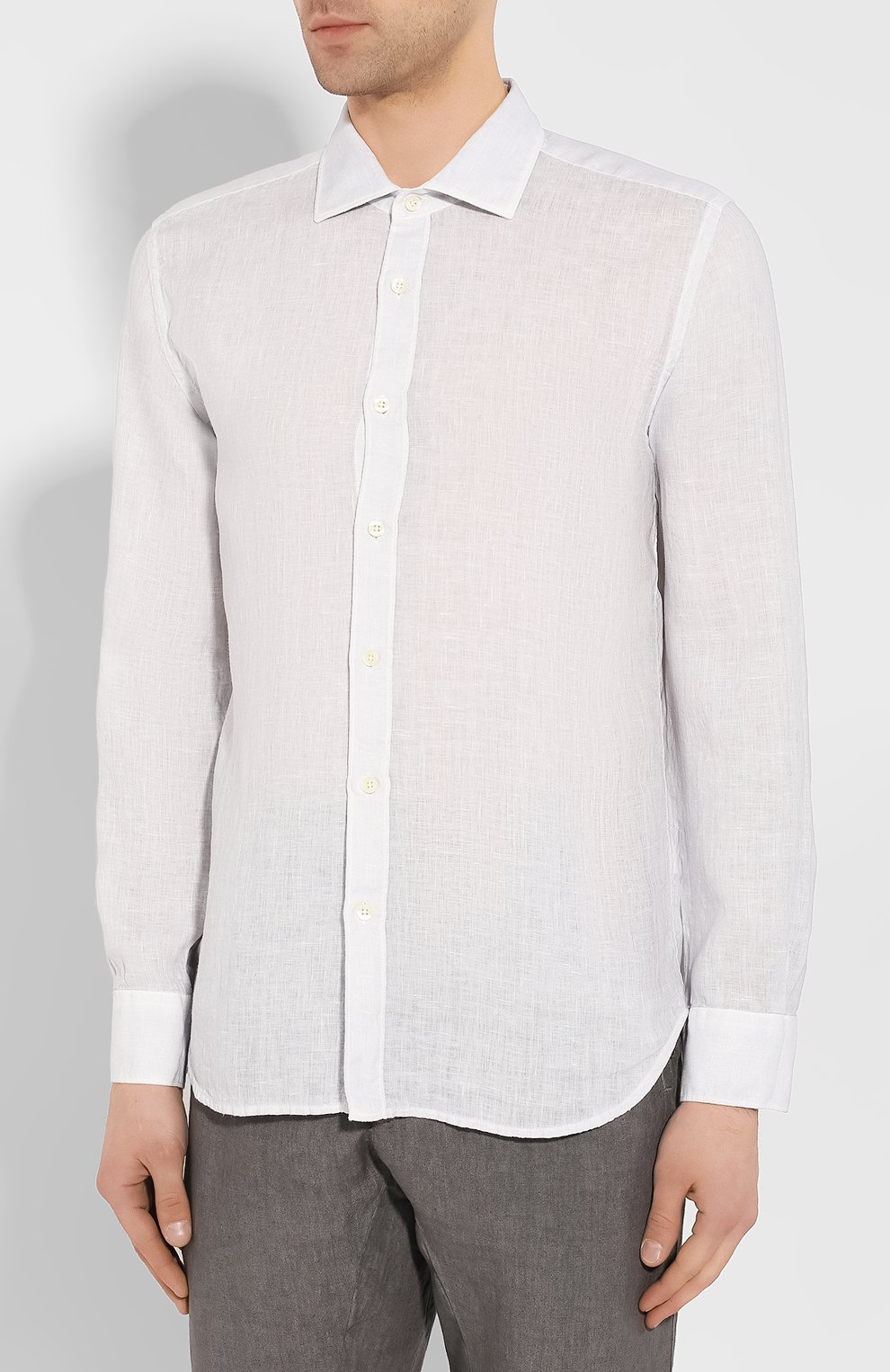 Льняная рубашка 120% LINO светло-серого цвета по цене 20750 руб., арт. R0M1311/B317/S00, фото 3 Льняная рубашка 120% LINO, арт. R0M1311/B317/S00, фото 3