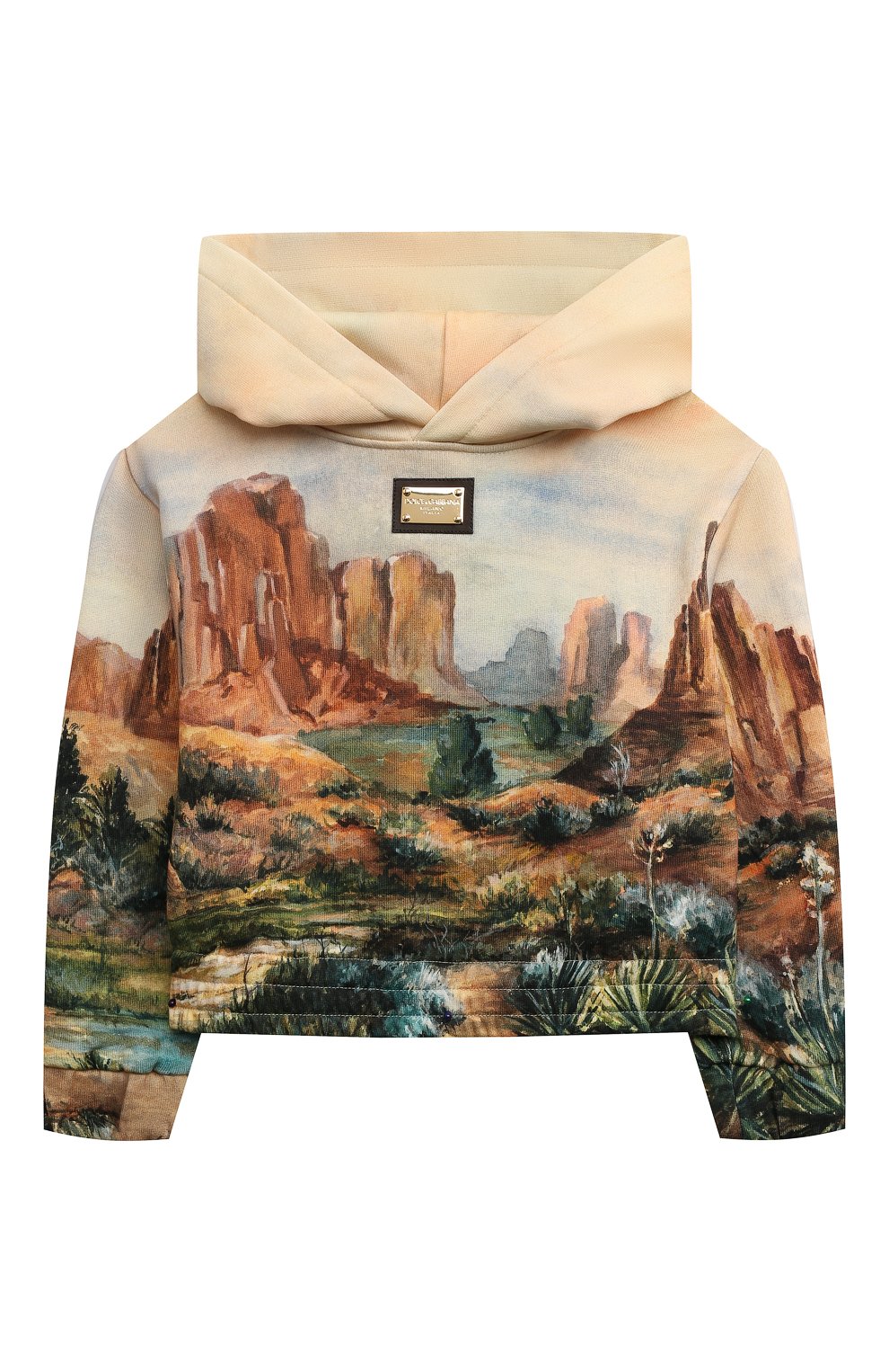 Хлопковое худи DOLCE & GABBANA бежевого цвета по цене 43400 руб., арт. L4JWIK/G7KE3/8-14, фото 1 Хлопковое худи DOLCE & GABBANA, арт. L4JWIK/G7KE3/8-14, фото 1