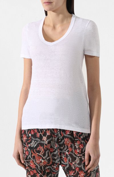 Льняная футболка ISABEL MARANT ETOILE белого цвета по цене 15150 руб., арт. TS0377-00M004E/KRANGER, фото 3 Льняная футболка ISABEL MARANT ETOILE, арт. TS0377-00M004E/KRANGER, фото 3