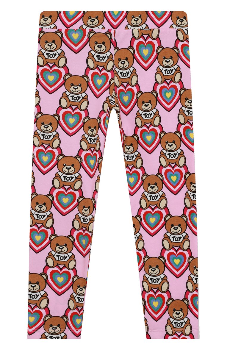 Детские хлопковые легинсы MOSCHINO розового цвета, арт. HDP04P/LBBA8/4A-8A | Фото 1 (Материал внешний: Хлопок; Девочки Кросс-КТ: Леггинсы-одежда; Тематический товар: Teddy Bear; Материал сплава: Проставлено; Нос: Не проставлено; Ростовка одежда: 4 года | 104 см, 5 лет | 110 см, 6 лет | 116 см, 8 лет | 128 см)