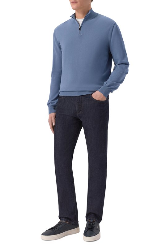 Хлопковый джемпер Canali C0015/MK02459 Голубой  C0015/MK02459 Фото 2