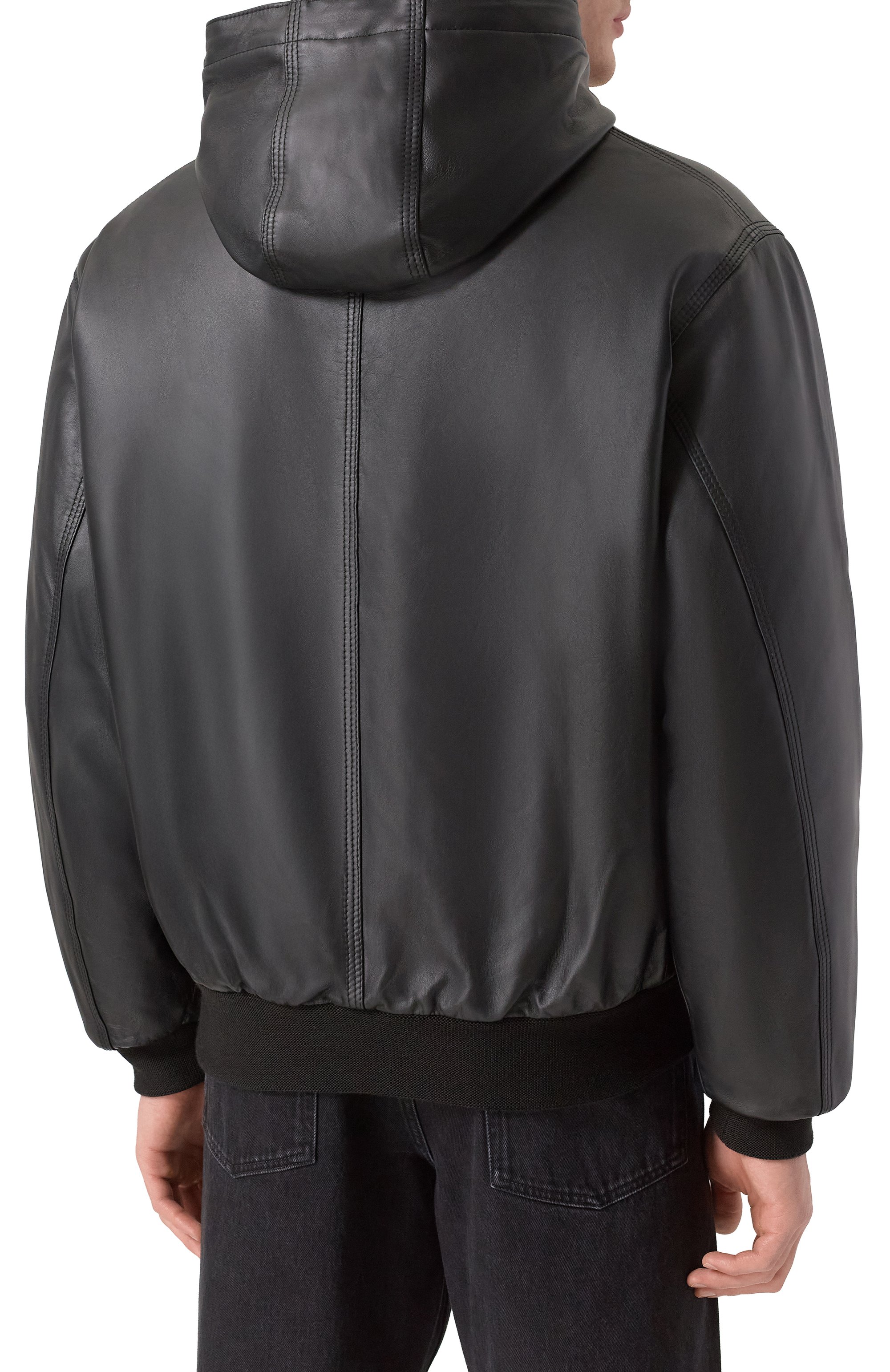 Кожаный бомбер GIORGIO BRATO черного цвета по цене 198000 руб., арт. GU26F26012NAPSTM, фото 4 Кожаный бомбер GIORGIO BRATO, арт. GU26F26012NAPSTM, фото 4