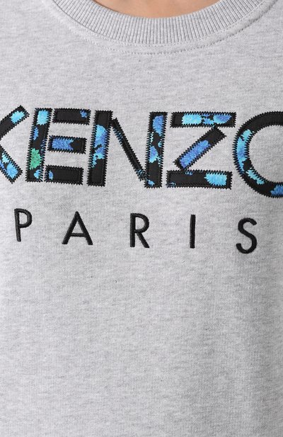 Хлопковый пуловер KENZO светло-серого цвета по цене 15850 руб., арт. F962SW707962, фото 5 Хлопковый пуловер KENZO, арт. F962SW707962, фото 5