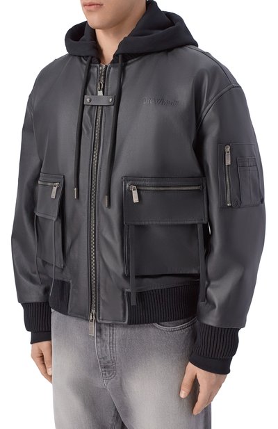 Кожаный бомбер OFF-WHITE, арт. 0MJA13SS26LEA001, фото 3