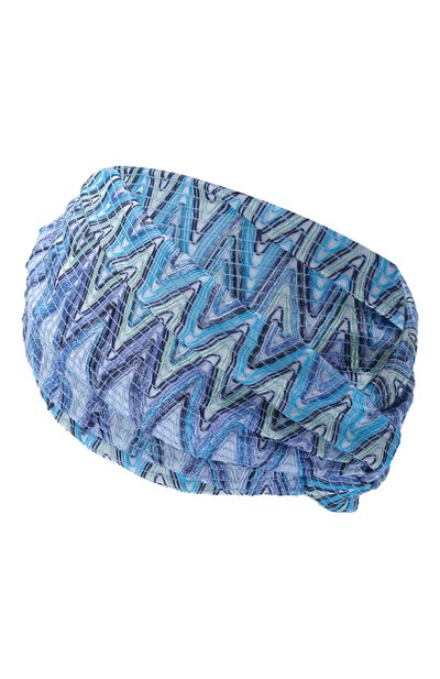 Повязка на голову из вискозы MISSONI светло-синего цвета по цене 17400 руб., арт. FCFLVIDA112, фото 3 Повязка на голову из вискозы MISSONI, арт. FCFLVIDA112, фото 3