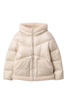 Детская пуховик WOOLRICH кремового цвета, арт. CFWKOU0478FRUT3085 | Фото 1 (Драгоценные камни: Проставлено; Рукава: Длинные; Материал сплава: Проставлено; Материал утеплителя: Пух и перо; Кросс-КТ: Зима; Девочки Кросс-КТ: Пуховик-верхняя одежда; Материал внешний: Синтетический материал; Ростовка одежда: 6 лет | 116 см, 16 лет | 164 см, 10 - 11 лет | 140 - 146см, 12 лет | 152 см, 8 лет | 128 см)
