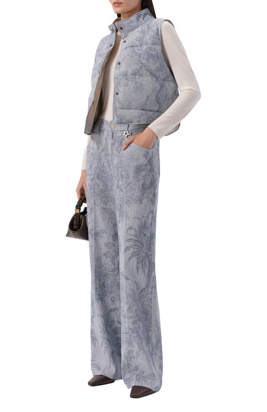 Брюки из хлопка и льна Lorena Antoniazzi P2642PA02A/5163 Голубой  P2642PA02A/5163 Фото 2