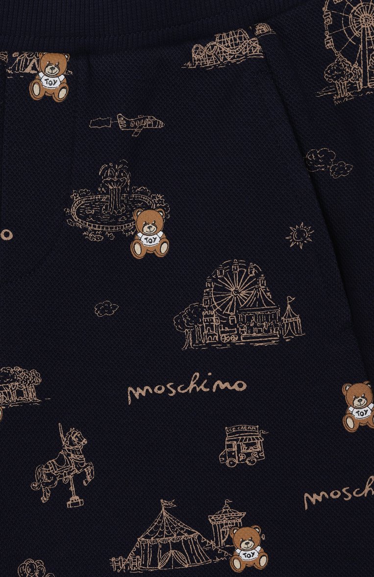 Детского комплект из футболки и шорт MOSCHINO темно-синего цвета, арт. HUG00P/LCB60/4-8 | Фото 7 (Рукава: Короткие; Материал внешний: Хлопок; Мальчики Кросс-КТ: Костюмы-спорт; Автоматизация состава: Проставлено; Автоматизация ТО: Проставлено; Ростовка одежда: 4 года | 104 см, 5 лет | 110 см, 6 лет | 116 см, 8 лет | 128 см)