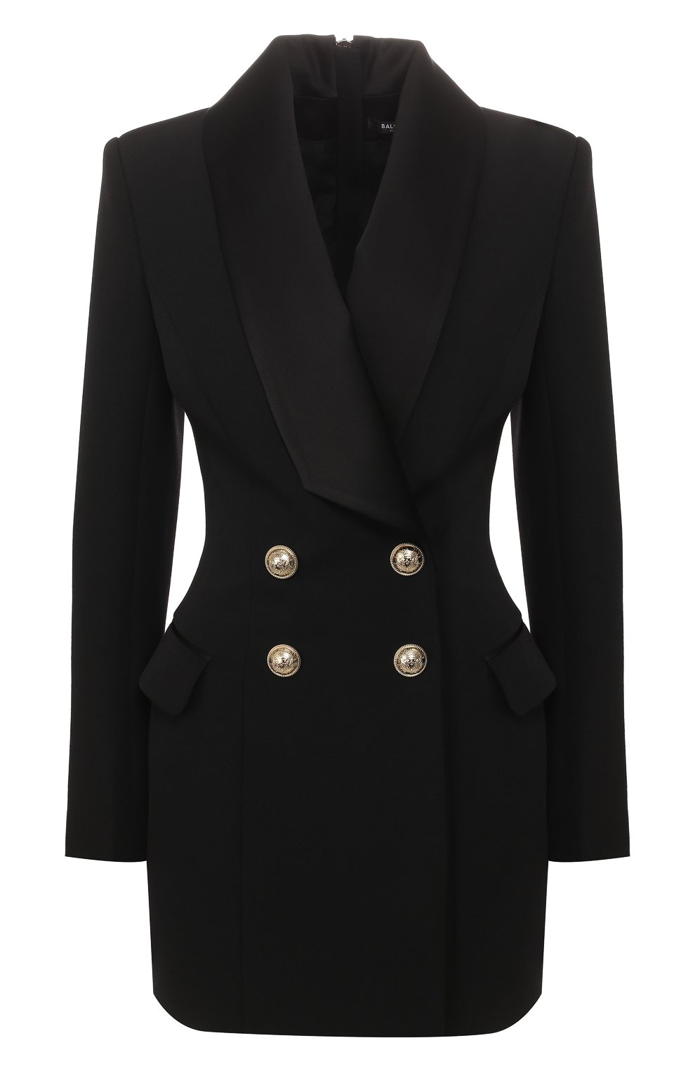 Шерстяное платье BALMAIN черного цвета по цене 199500 руб., арт. TF16224/167L, фото 1 Шерстяное платье BALMAIN, арт. TF16224/167L, фото 1
