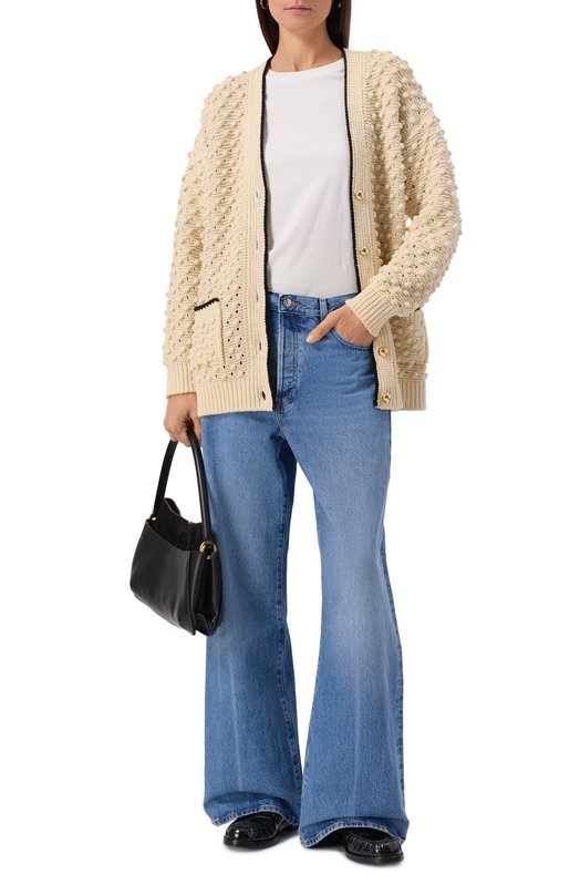 Хлопковый кардиган Frame Denim WE25KSW029 Кремовый  WE25KSW029 Фото 2