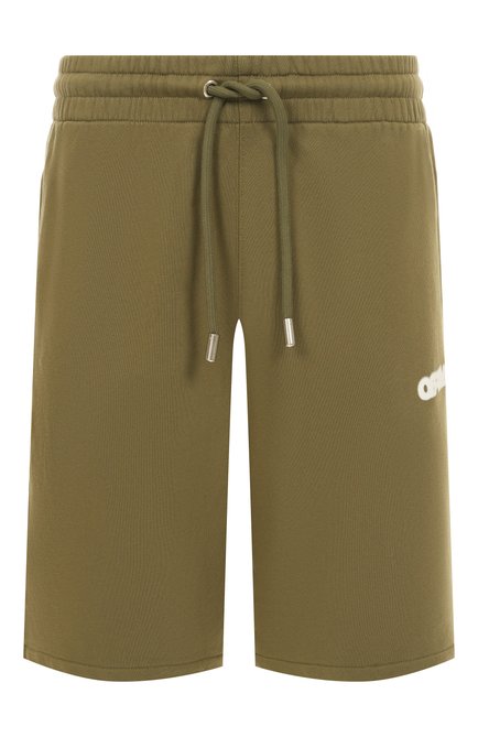 Мужские хлопковые шорты OFF-WHITE хаки цвета, арт. 0MCI013S25FLE003 | Фото 1 (Автоматизация ТО: Проставлено; Материал внешний: Хлопок; Автоматизация состава: Проставлено; Длина Шорты М: Ниже колена)