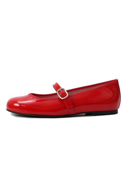 Детские кожаные балетки PRETTY BALLERINAS красного цвета, арт. 49113 | Фото 2 (Материал внутренний: Текстиль; Материал внешний: Натуральная кожа; Материал сплава: Проставлено)