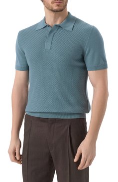 Мужское поло CANALI бирюзового цвета, арт. C1068/MK02267 | Фото 3 (Драгоценные камни: Проставлено; Материал сплава: Проставлено; Рукава: Короткие; Длина (для топов): Стандартные; Материал внешний: Хлопок, Синтетический материал; Застежка: Пуговицы; Принт: Без принта; Кросс-КТ: Трикотаж; Стили: Кэжуэл)