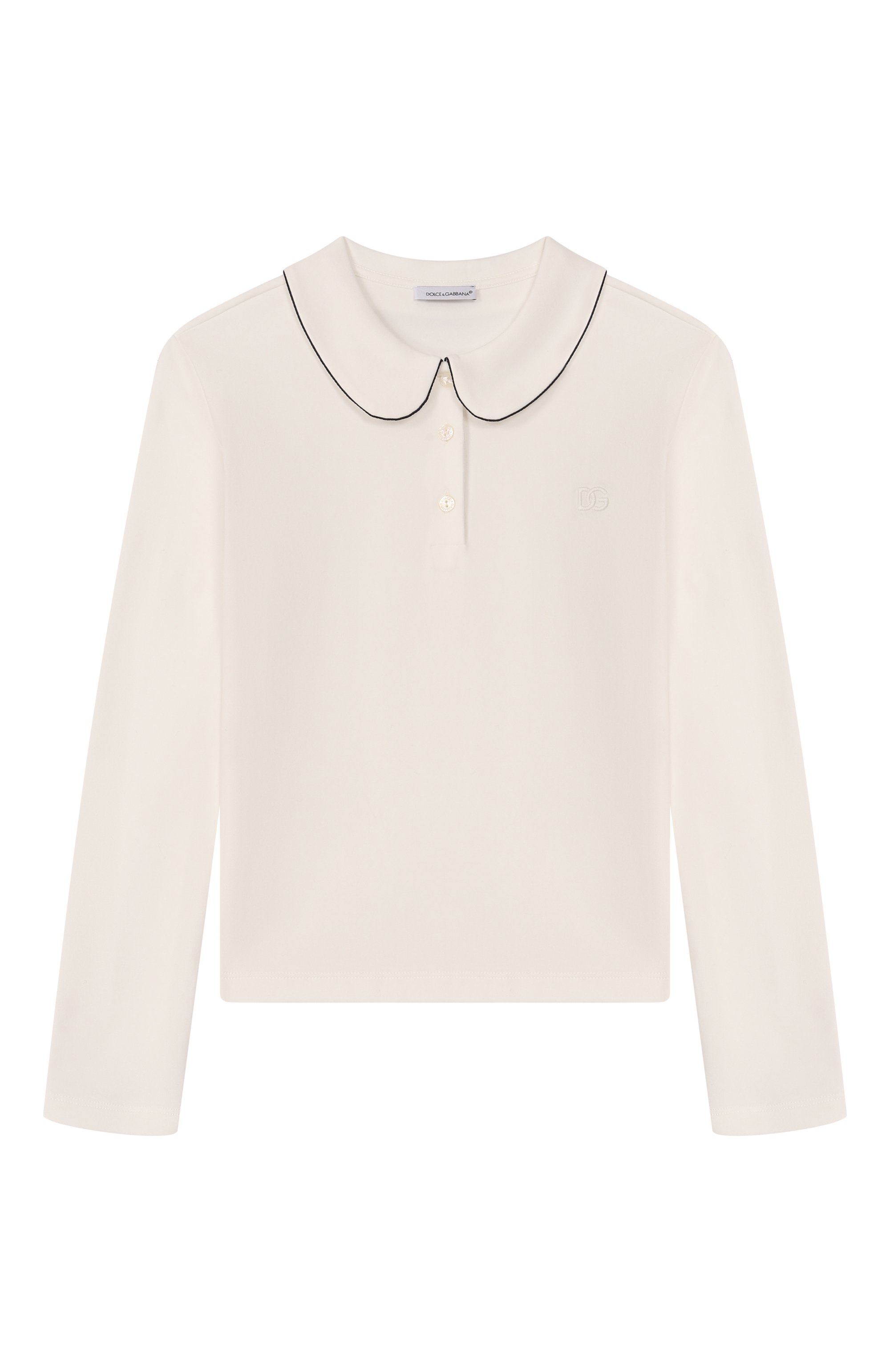 Хлопковое поло DOLCE & GABBANA белого цвета по цене 39350 руб., арт. L5JTPN/G7PLF/8-12+, фото 1 Хлопковое поло DOLCE & GABBANA, арт. L5JTPN/G7PLF/8-12+, фото 1