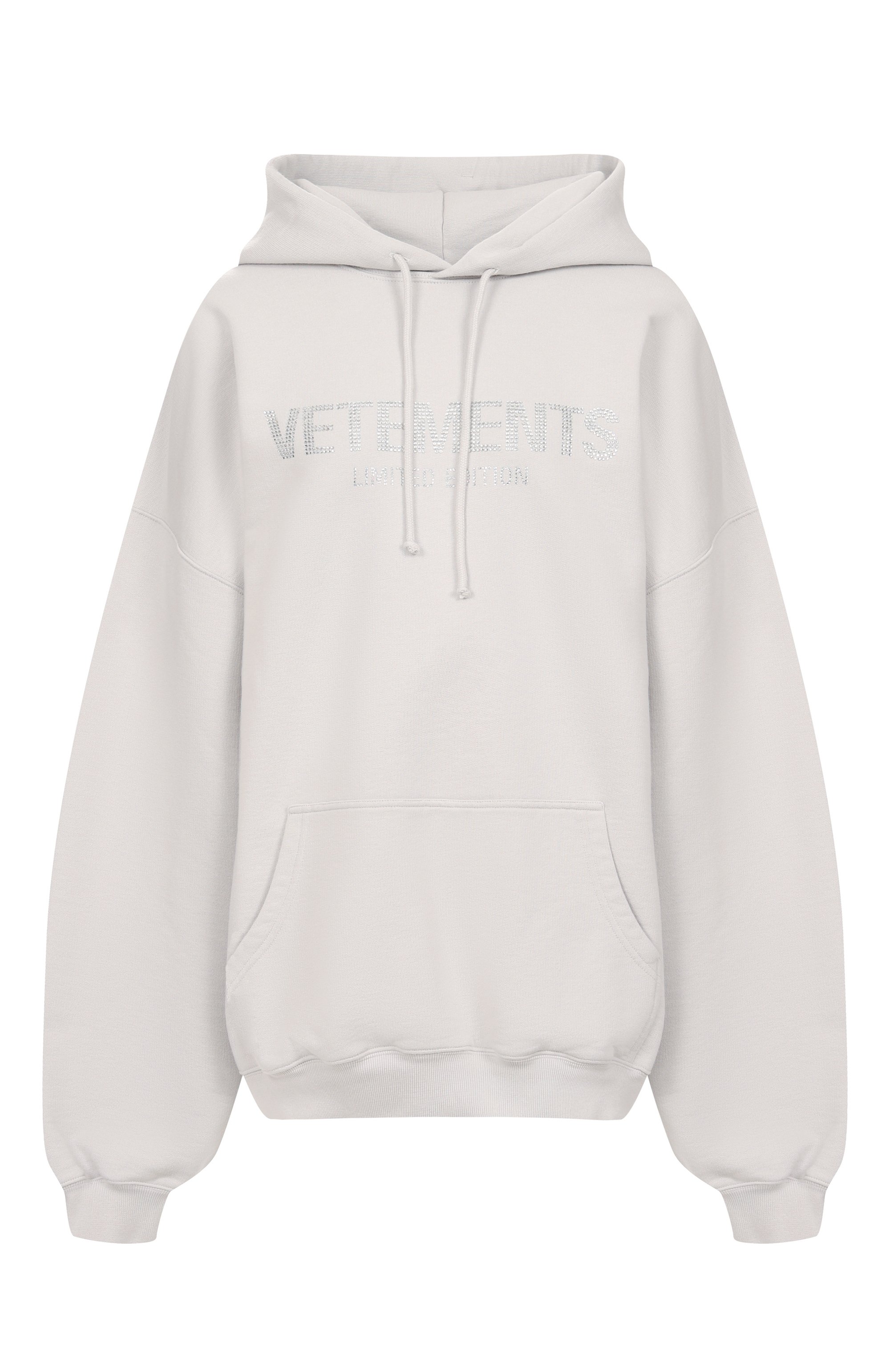 Хлопковое худи VETEMENTS светло-серого цвета по цене 109500 руб., арт. UE54HD240W/1302 M0LLET0N, фото 1 Хлопковое худи VETEMENTS, арт. UE54HD240W/1302 M0LLET0N, фото 1