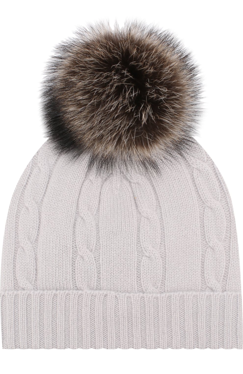Кашемировая шапка фактурной вязки с меховым помпоном LORO PIANA, арт. FAG3896, фото 2
