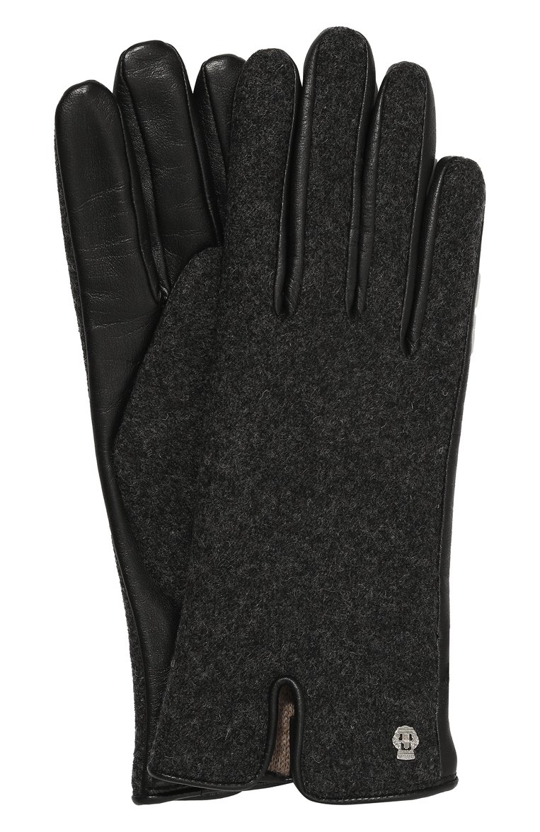 Женские кожаные перчатки ROECKL черного цвета, арт. 13011-243 | Фото 1 (Материал: Натуральная кожа; Материал сплава: Проставлено; Нос: Не проставлено)