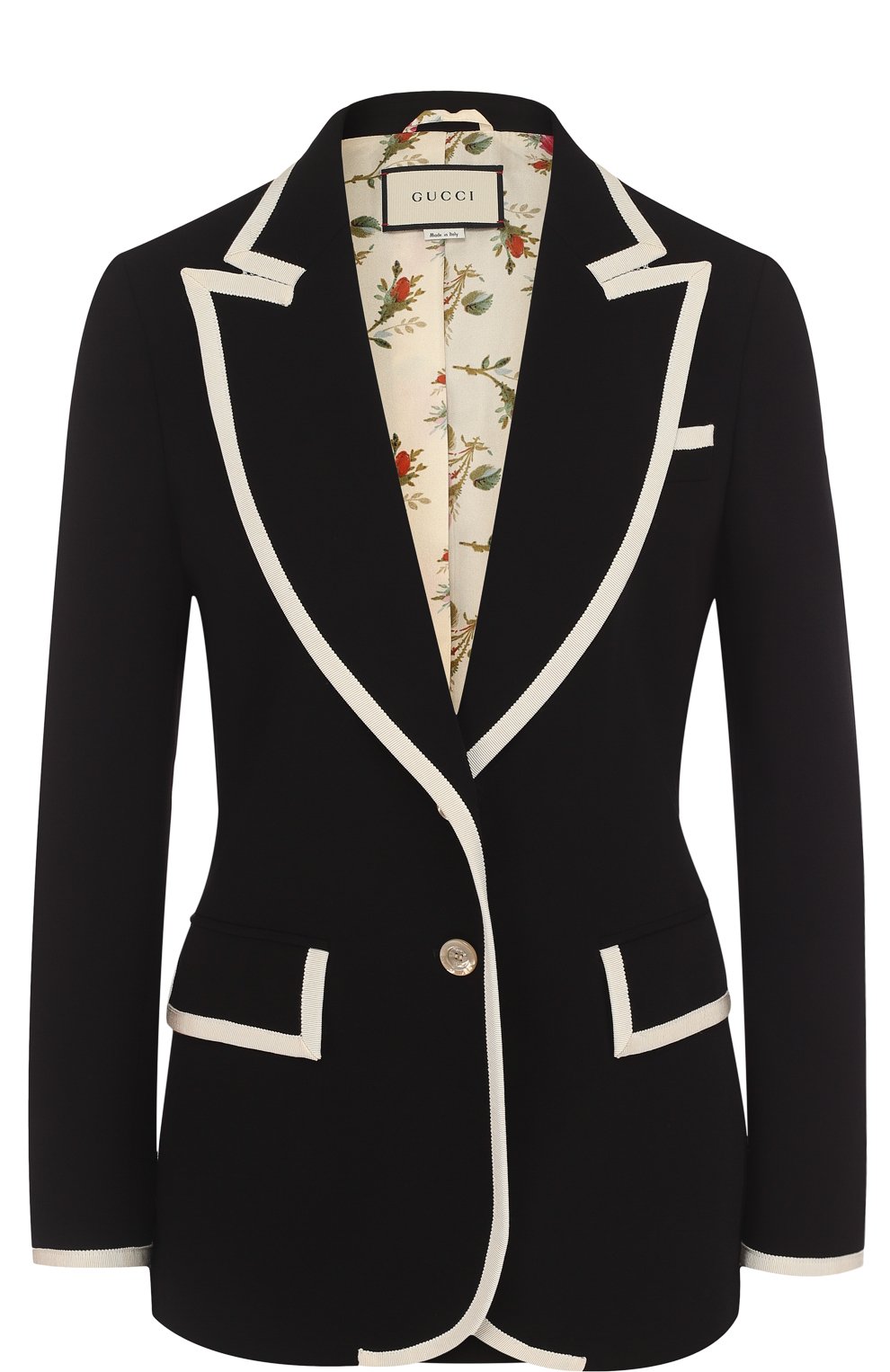 Приталенный жакет из вискозы с контрастной отделкой GUCCI, арт. 500010/ZKR01, фото 1