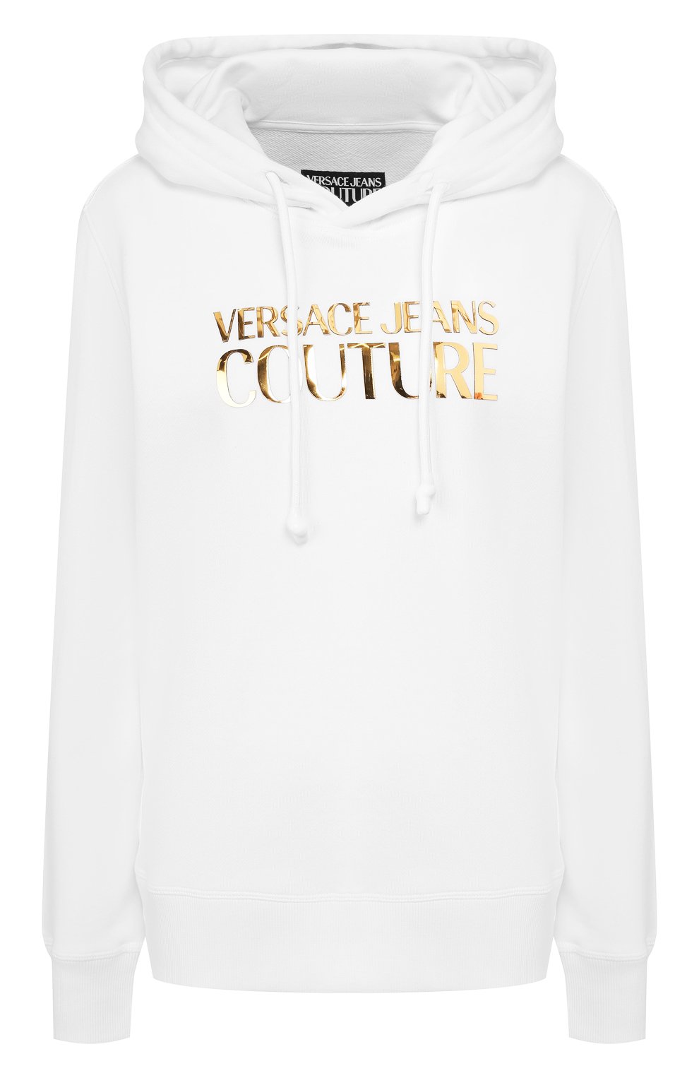 Хлопковое худи VERSACE JEANS COUTURE белого цвета по цене 19950 руб., арт. B6HVA70E-VDP308 L0G0 F0IL/30310, фото 1 Хлопковое худи VERSACE JEANS COUTURE, арт. B6HVA70E-VDP308 L0G0 F0IL/30310, фото 1