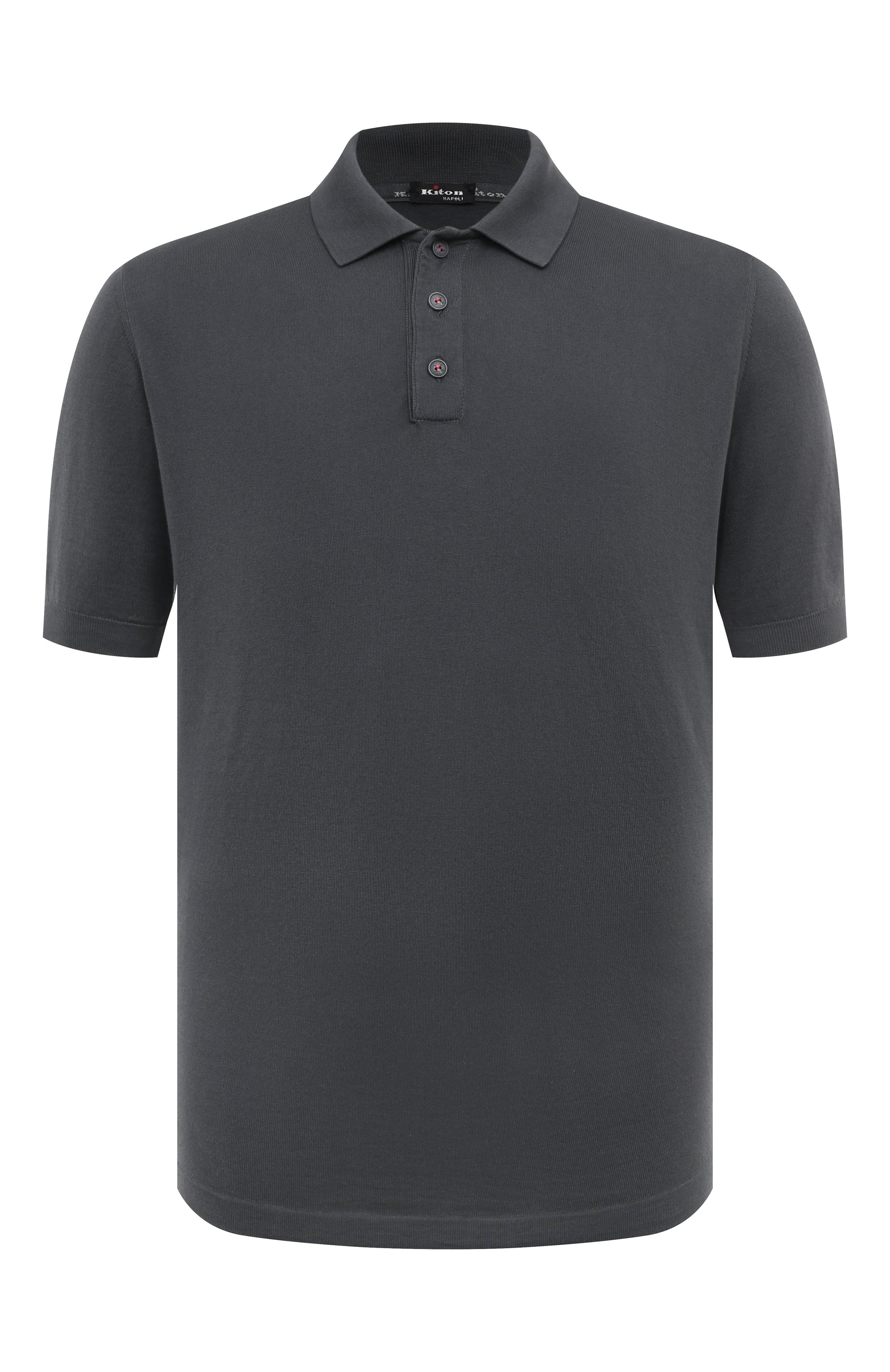 Хлопковое поло KITON темно-серого цвета по цене 81950 руб., арт. UMK0442, фото 1 Хлопковое поло KITON, арт. UMK0442, фото 1