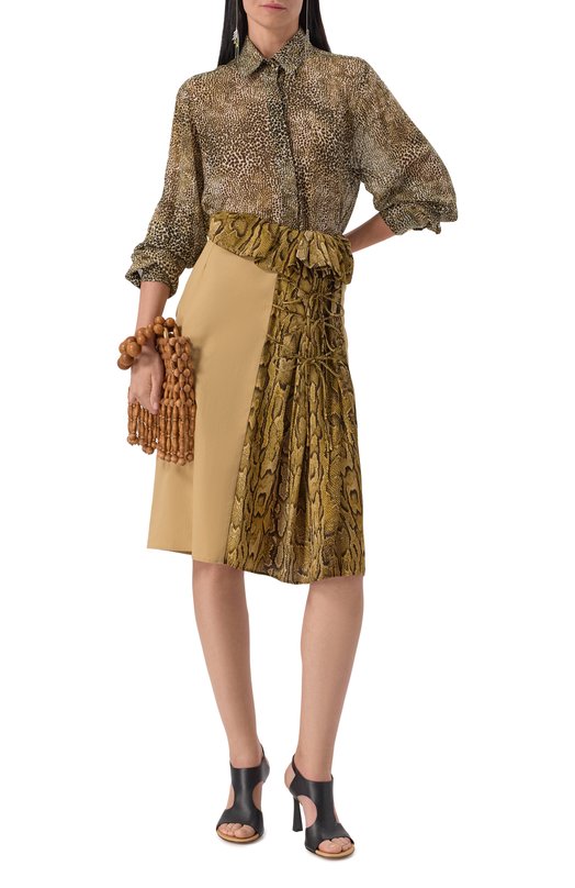 Юбка из хлопка и вискозы Dries Van Noten 251-010805-1147 Бежевый  251-010805-1147 Фото 2
