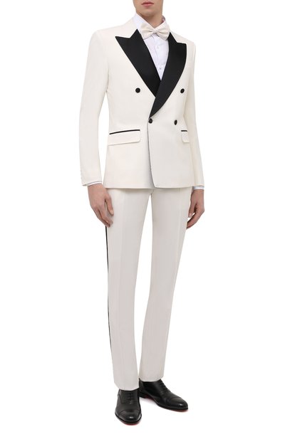 Смокинг из шерсти и шелка DOLCE & GABBANA белого цвета по цене 323500 руб., арт. GKHYMT/FUBE7, фото 1 Смокинг из шерсти и шелка DOLCE & GABBANA, арт. GKHYMT/FUBE7, фото 1