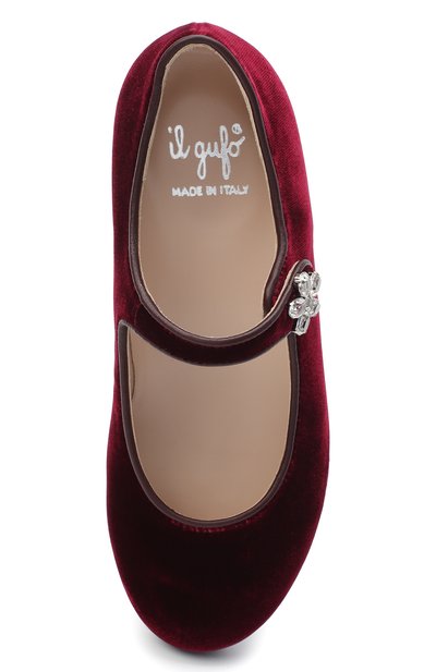 Бархатные балетки IL GUFO бордового цвета по цене 23300 руб., арт. G285/VELLUT0 ACC0PP/31-34, фото 4 Бархатные балетки IL GUFO, арт. G285/VELLUT0 ACC0PP/31-34, фото 4
