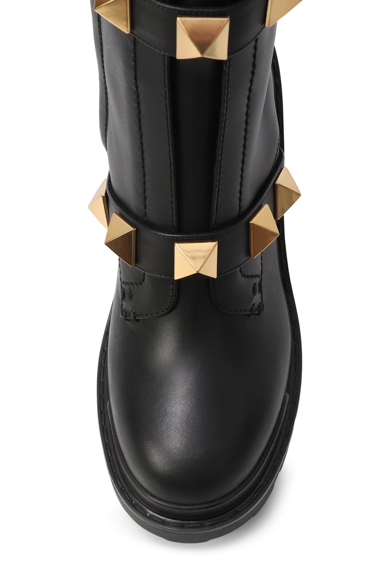 Женские кожаные ботильоны roman stud VALENTINO черного цвета, арт. 1W2S0CJ2NKD 0NO | Фото 6 (Каблук высота: Высокий; Материал внешний: Натуральная кожа; Подошва: Платформа; Материал внутренний: Натуральная кожа; Каблук тип: Устойчивый; Материал утеплителя: Без утеплителя)