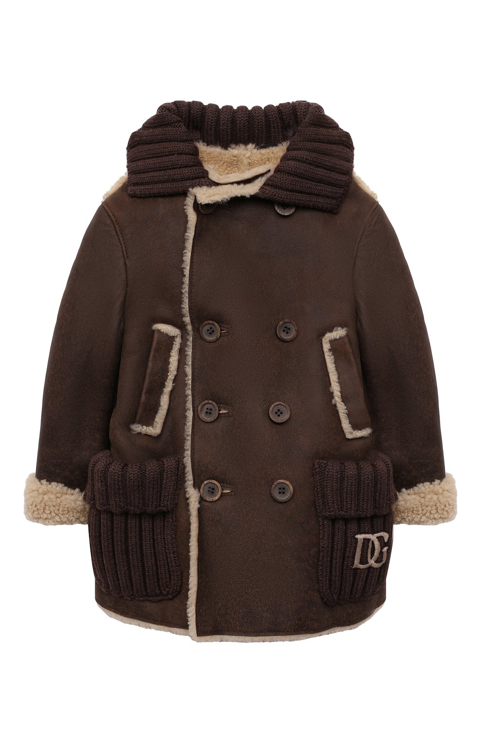 Двубортная дубленка DOLCE & GABBANA коричневого цвета по цене 143000 руб., арт. L41C95/FUP4G/2-6, фото 1 Двубортная дубленка DOLCE & GABBANA, арт. L41C95/FUP4G/2-6, фото 1