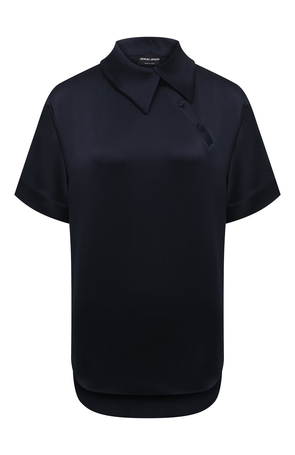 Шелковая блузка GIORGIO ARMANI темно-синего цвета по цене 128500 руб., арт. 1WHCC01I/T02MU, фото 1 Шелковая блузка GIORGIO ARMANI, арт. 1WHCC01I/T02MU, фото 1