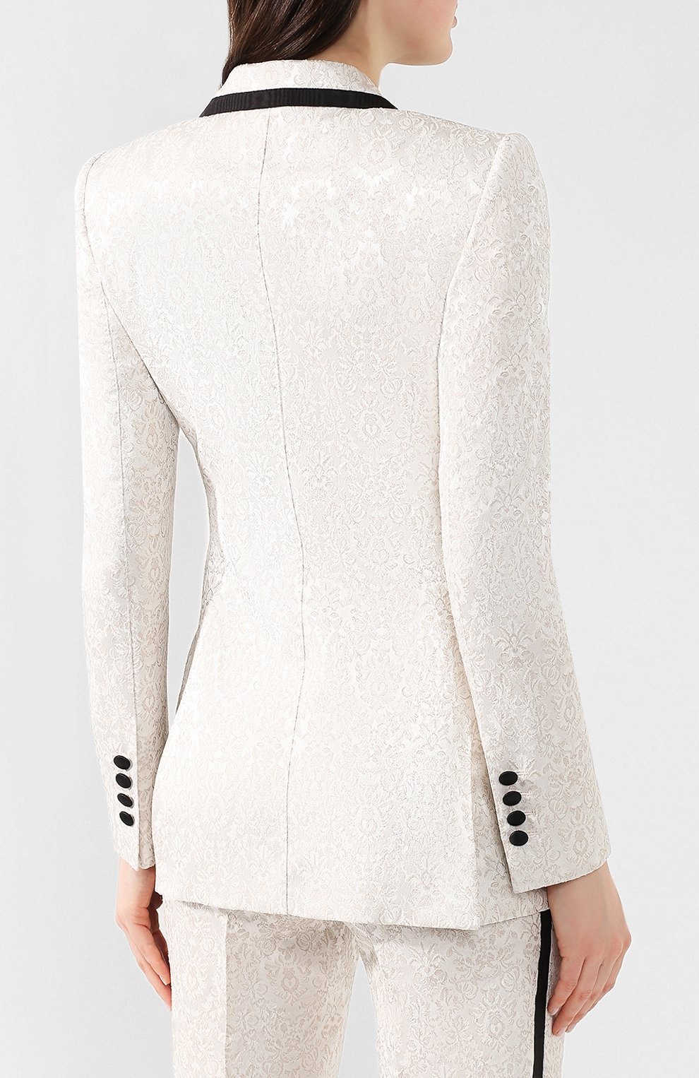 Двубортный жакет DOLCE & GABBANA светло-серого цвета по цене 372000 руб., арт. F296SZ/FJRDK, фото 4 Двубортный жакет DOLCE & GABBANA, арт. F296SZ/FJRDK, фото 4