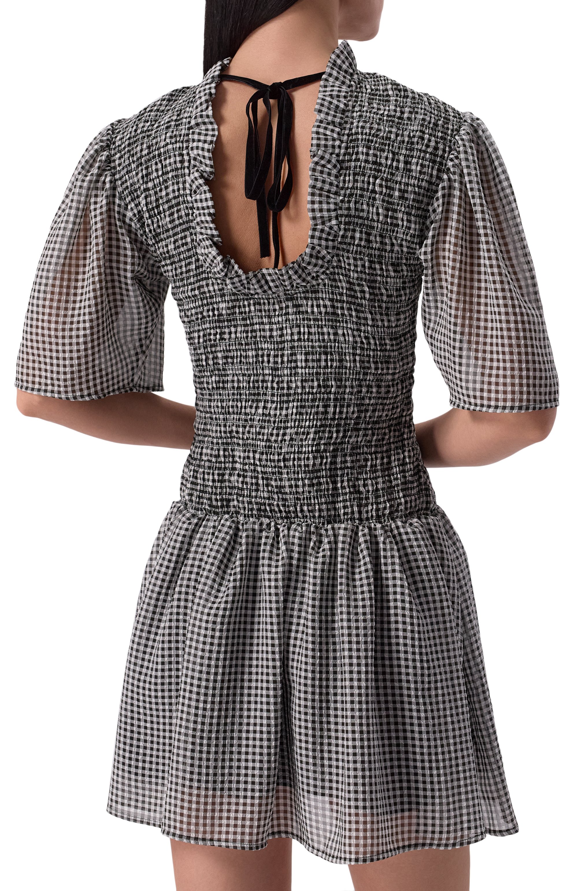 Платье GANNI черно-белого цвета по цене 41200 руб., арт. W0034/6813, фото 4 Платье GANNI, арт. W0034/6813, фото 4