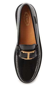 Женские кожаные лоферы TOD’S черного цвета, арт. XXW54K0HN90/SHA | Фото 6 (Материал сплава: Проставлено; Каблук высота: Низкий; Материал внешний: Натуральная кожа; Подошва: Платформа; Материал �внутренний: Натуральная кожа; Драгоценные камни: Проставлено)