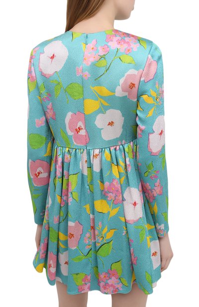 Платье из вискозы SAINT LAURENT бирюзового цвета по цене 231500 руб., арт. 652176/Y5C62, фото 4 Платье из вискозы SAINT LAURENT, арт. 652176/Y5C62, фото 4