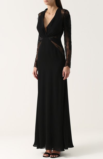 Платье-макси с кружевными рукавами и v-образным вырезом ROBERTO CAVALLI, арт. FQR144/GG047, фото 3
