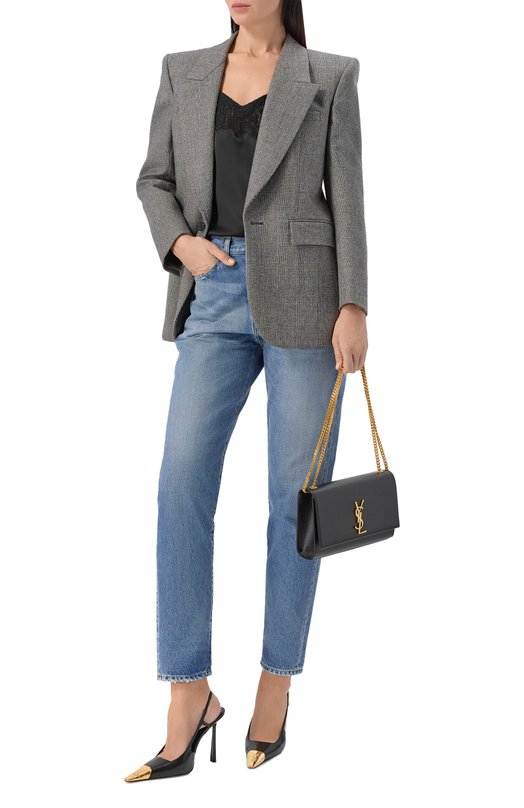 Шерстяной жакет Saint Laurent 758058/Y5H54 Серый  758058/Y5H54 Фото 2