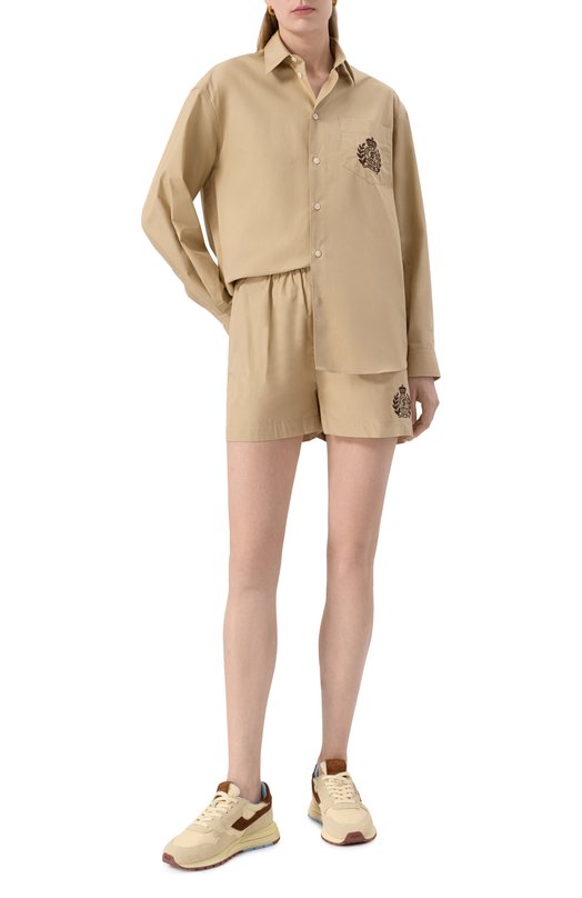 Хлопковые шорты Sporty and Rich SH012612241BE22 Бежевый  SH012612241BE22 Фото 2