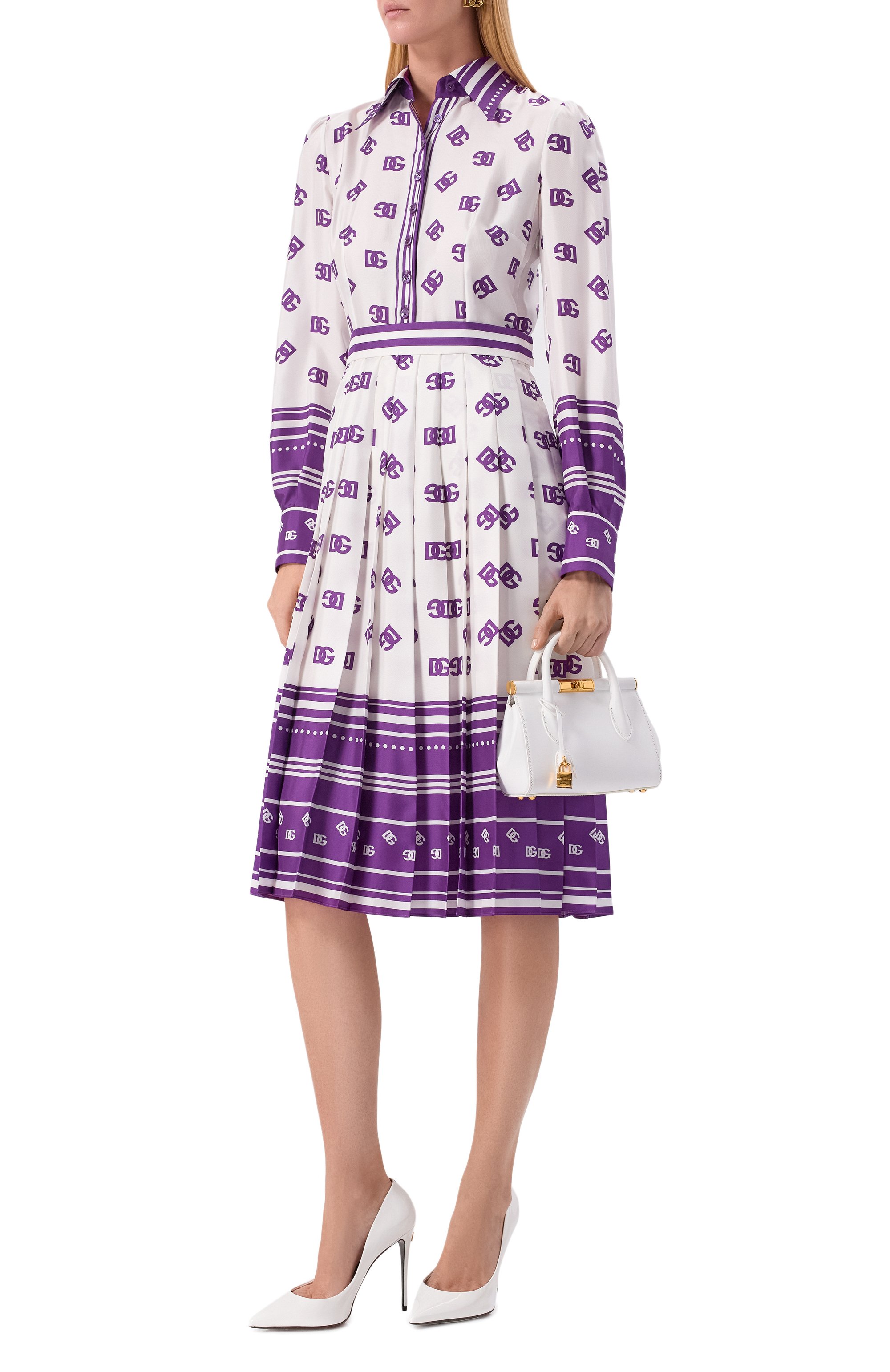 Шелковое платье DOLCE & GABBANA белого цвета по цене 363000 руб., арт. F6TMNT/HI1Z5, фото 2 Шелковое платье DOLCE & GABBANA, арт. F6TMNT/HI1Z5, фото 2