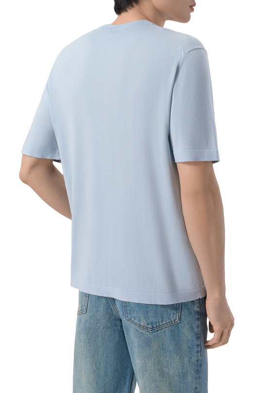 Джемпер из шелка и хлопка 12 STOREEZ 136315 Голубой  136315 Фото 4