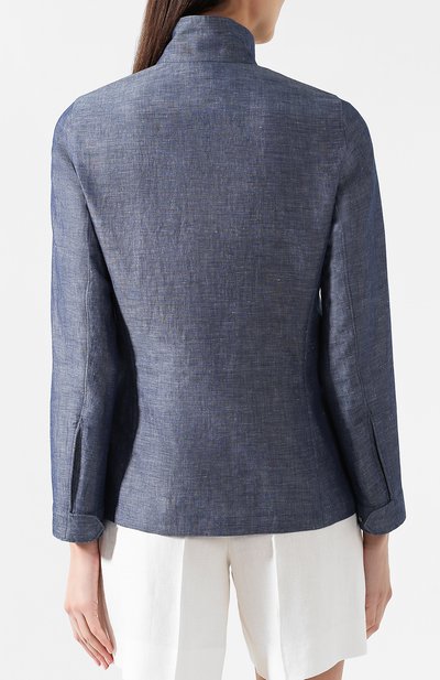 Жакет из смеси льна и хлопка LORO PIANA синего цвета по цене 199500 руб., арт. FAI5977, фото 4 Жакет из смеси льна и хлопка LORO PIANA, арт. FAI5977, фото 4