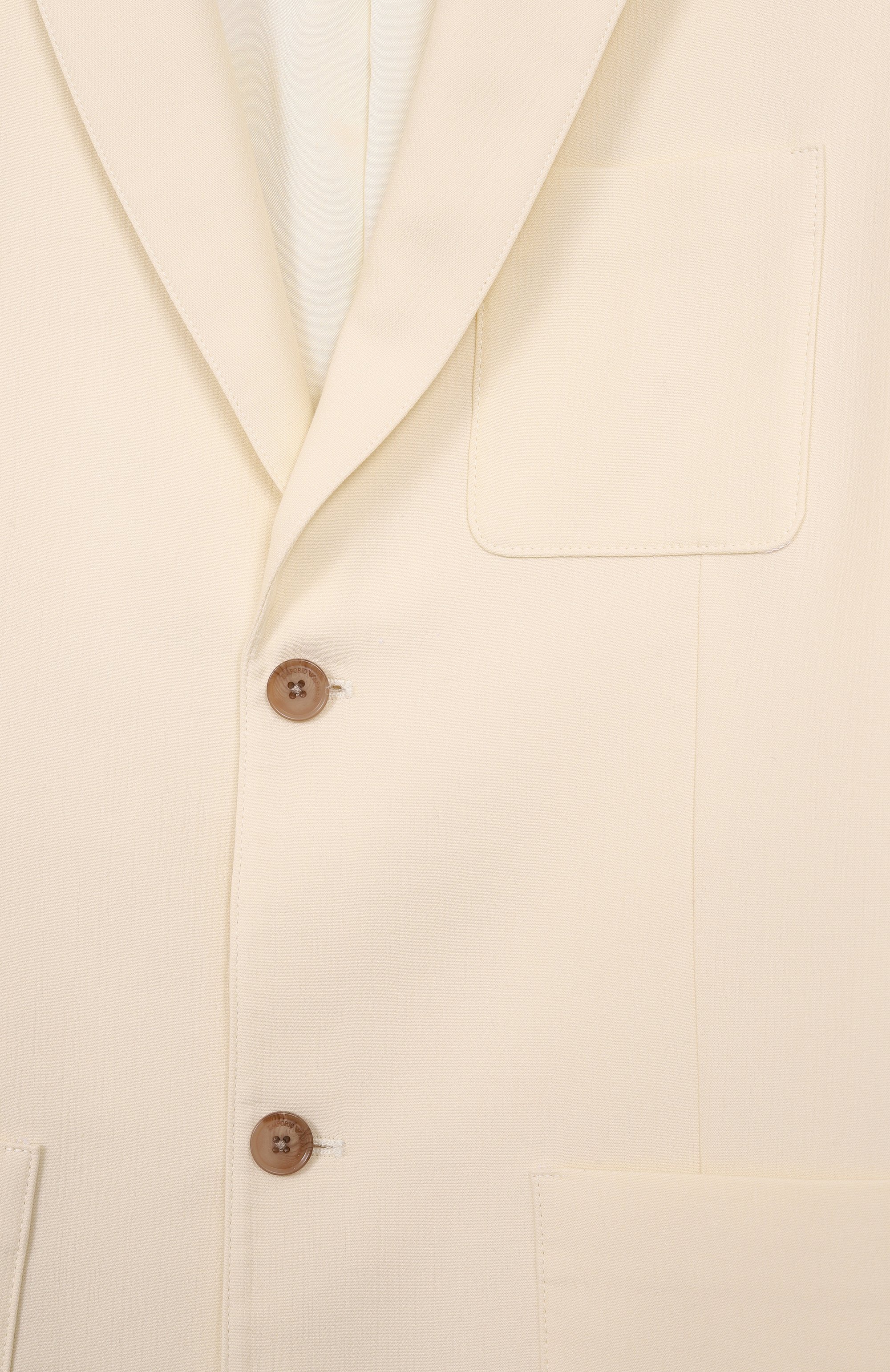 Пиджак из вискозы и хлопка EMPORIO ARMANI кремового цвета по цене 63200 руб., арт. EB000906/AF21040, фото 3 Пиджак из вискозы и хлопка EMPORIO ARMANI, арт. EB000906/AF21040, фото 3