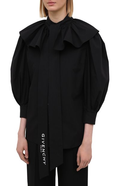 Хлопковая блузка GIVENCHY черного цвета по цене 120500 руб., арт. BW60SY111N, фото 3 Хлопковая блузка GIVENCHY, арт. BW60SY111N, фото 3