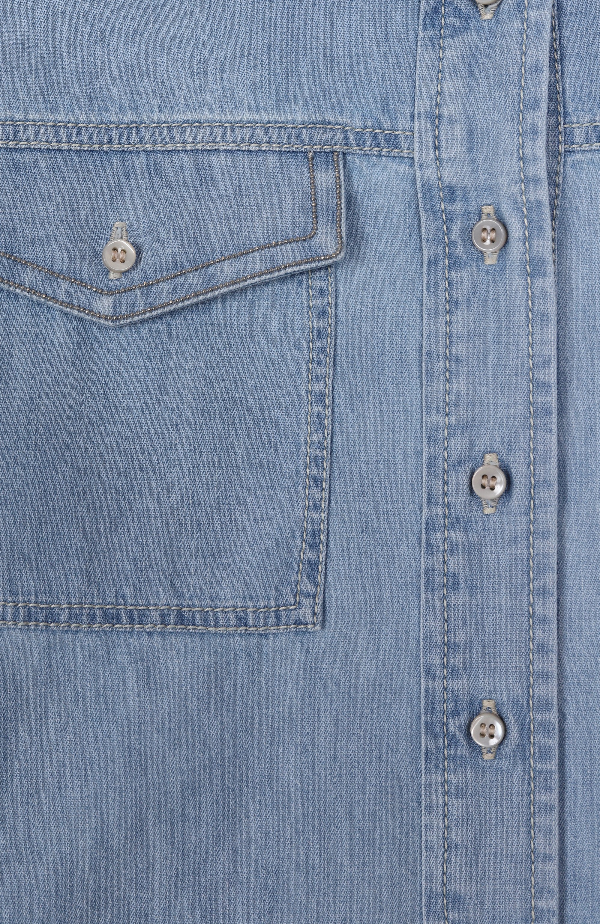 Джинсовая рубашка BRUNELLO CUCINELLI голубого цвета по цене 45150 руб., арт. BH192C860A, фото 3 Джинсовая рубашка BRUNELLO CUCINELLI, арт. BH192C860A, фото 3