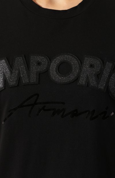 Хлопковая футболка EMPORIO ARMANI черного цвета по цене 12200 руб., арт. 6G2T6D/2JQAZ, фото 5 Хлопковая футболка EMPORIO ARMANI, арт. 6G2T6D/2JQAZ, фото 5