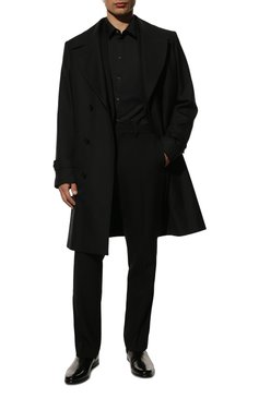 Мужская хлопковая сорочка DOLCE & GABBANA черного цвета, арт. G5EJ0T/FUMRY | Фото 2 (Материал внешний: Хлопок; Длина (для топов): Стандартные; Рукава: Длинные; Статус проверки: Проверено, Проверена категория; Случай: Формальный; Воротник: Кент; Прин�т: Однотонные; Манжеты: На пуговицах; Материал сплава: Проставлено, Проверено; Драгоценные камни: Проставлено; Стили: Кэжуэл)