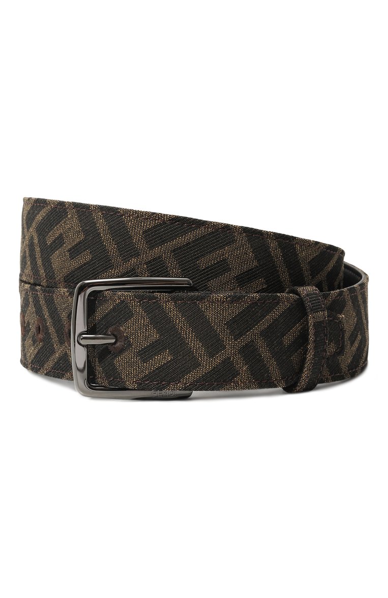 Мужской кожаный ремень FENDI темно-коричневого цвета, арт. 7C0497 ALWK | Фото 1 (Нос: Не проставлено; Материал: Натуральная кожа; Случай: Повседневный)